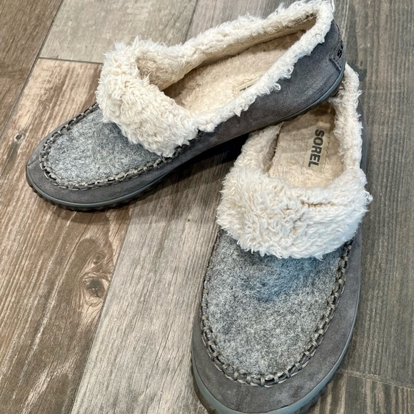 SOREL Slippers Size 8.5 Out N About Moccasin Shirling NL2715-051 Gray/gray - Picture 2 of 6